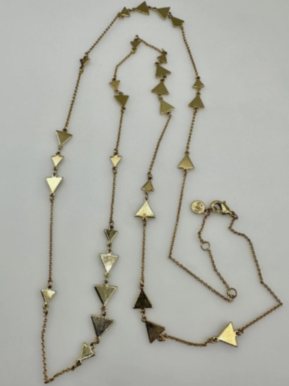 Stella & Dot Alexia Gold Tone Triangles Necklace 38"
